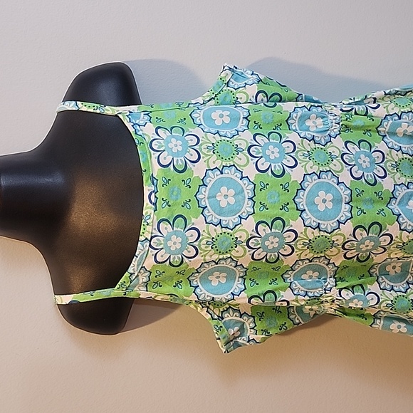 Hanna Andersson Blue and Green Floral Spaghetti Strap Sundress 130 - Picture 3 of 12